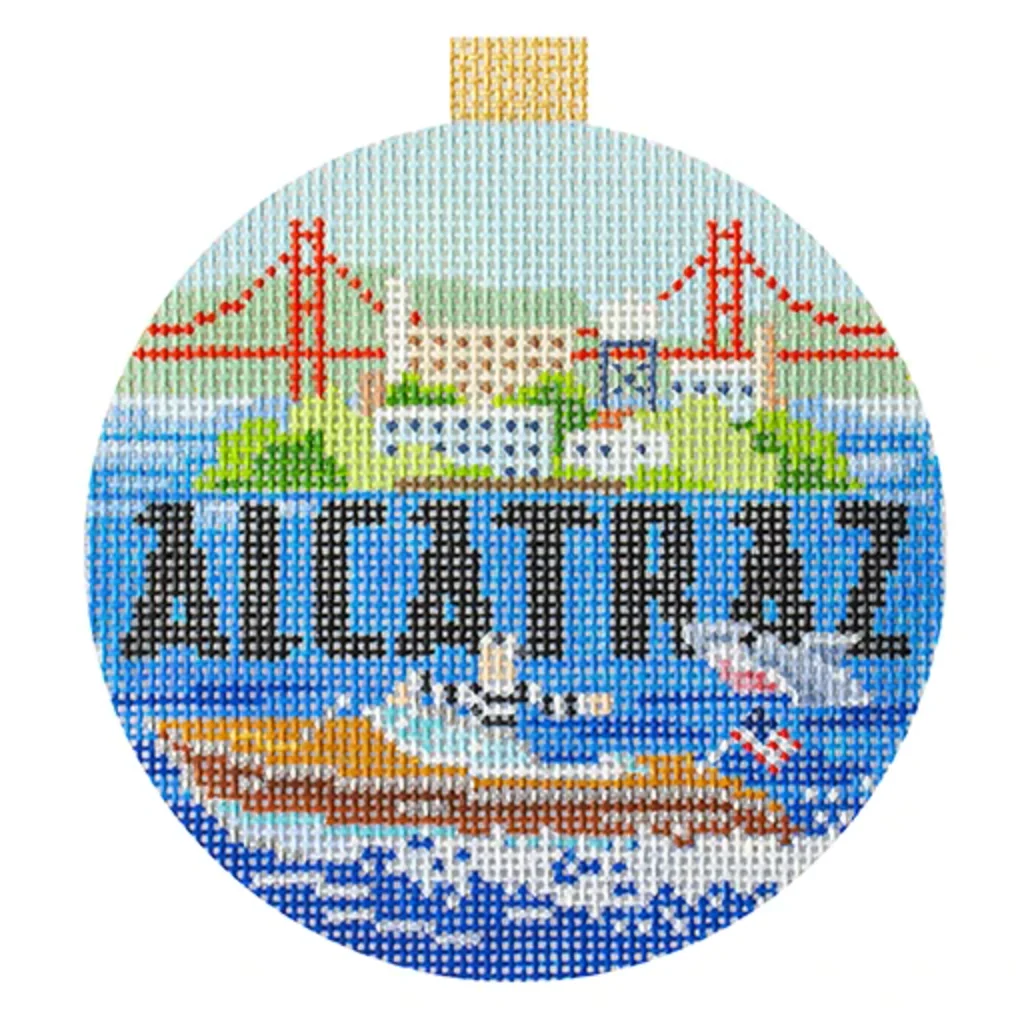 Alcatraz Round Needlepoint Canvas