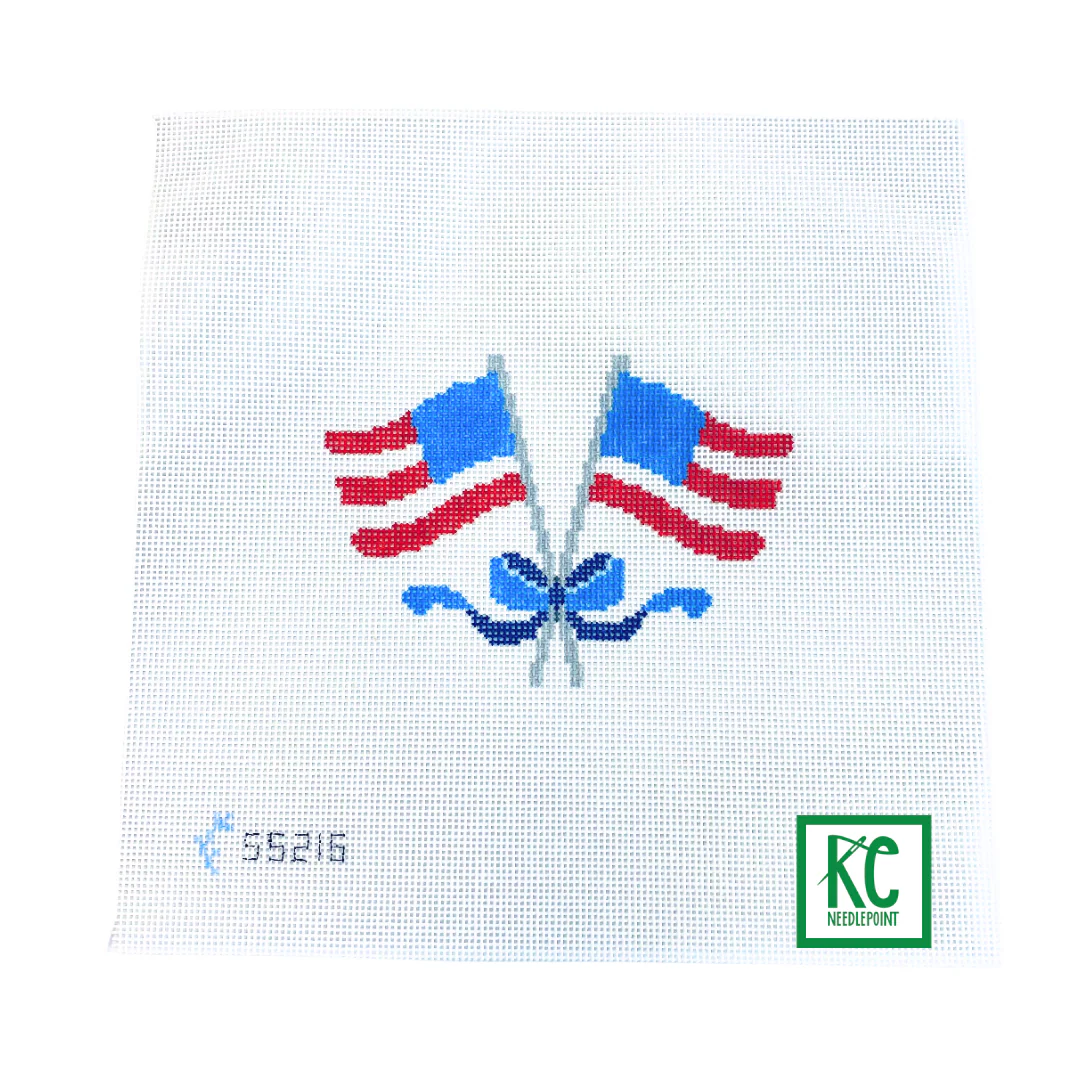 American Flags with Bow Canvas