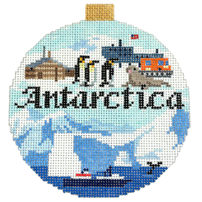 Antarctica Travel Round Needlepoint Canvas