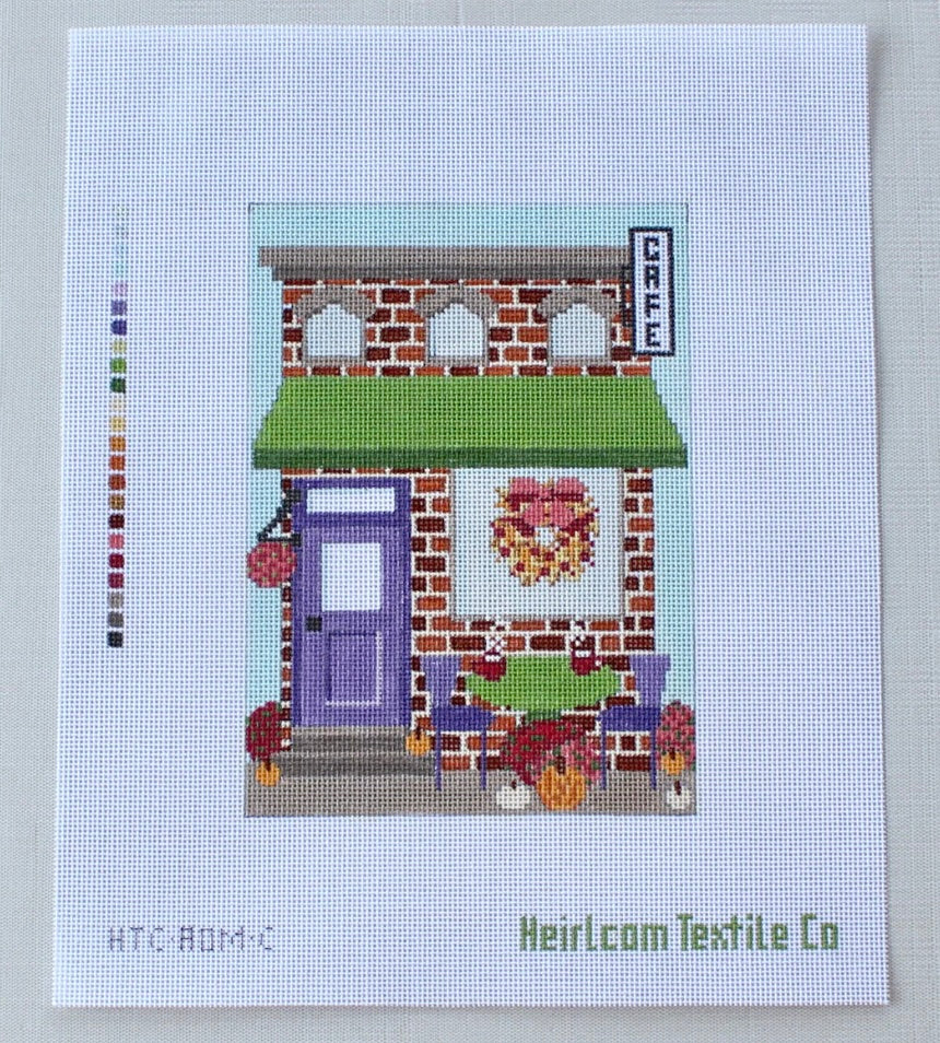 Autumn on Main St Cafe Needlepoint Canvas