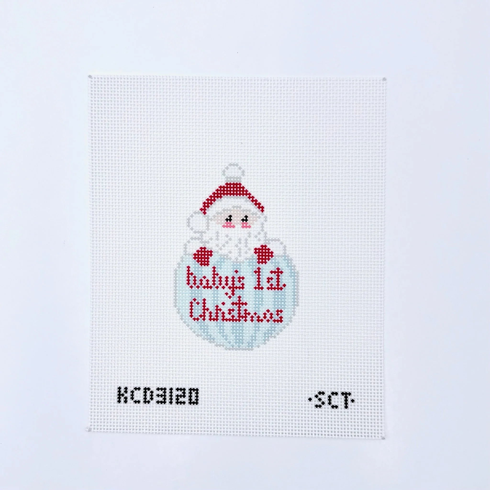 Baby’s First Christmas Santa Ornament - Blue Canvas