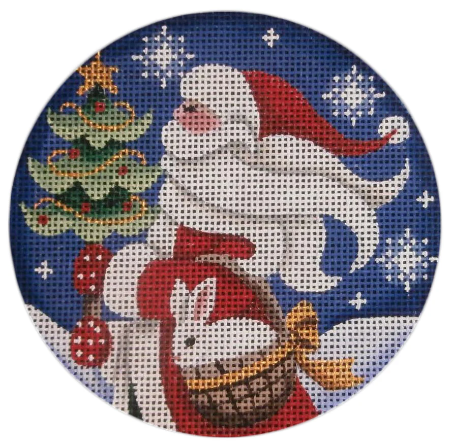 Basket Bunny Round Canvas