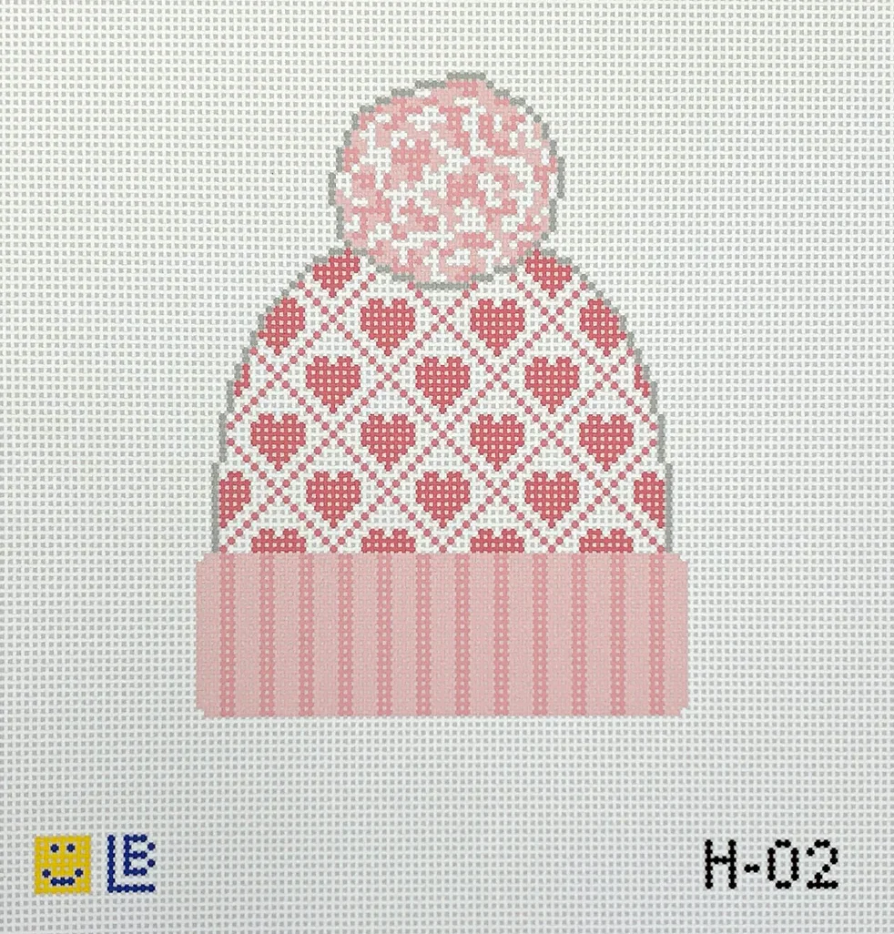 Beanie with Pink Hearts Canvas