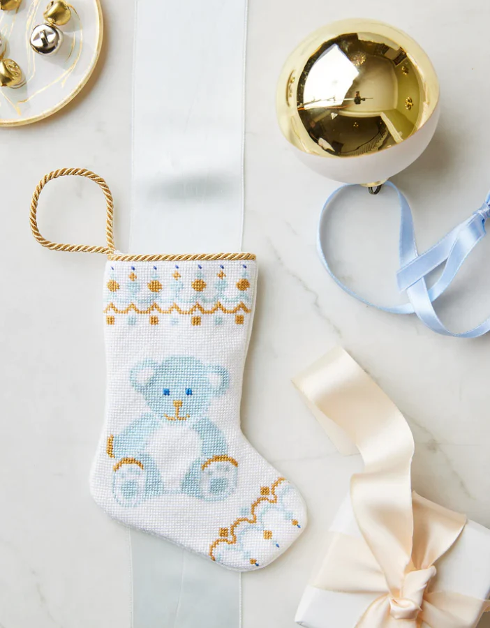 Finished Bauble Stocking: Bear-y Christmas in Blue - Image 3