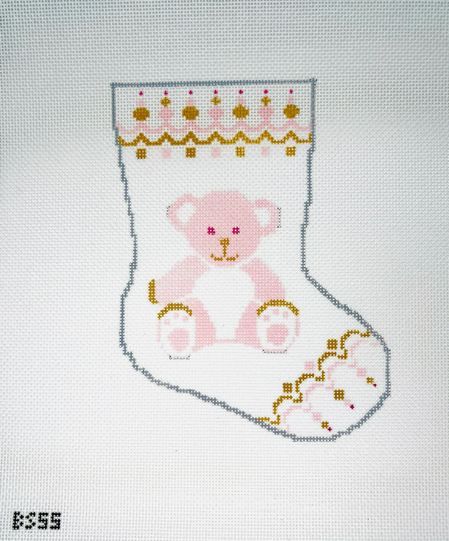 Beary Christmas in Pink Ornament Sized Bauble Stocking Canvas