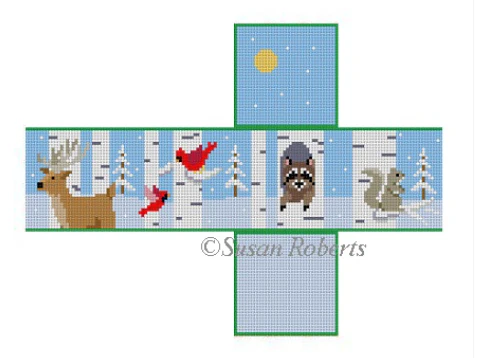 Birch Tree Neighbor Cube Ornament Canvas