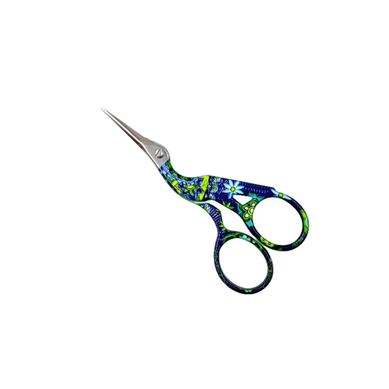 Blue and Green Floral Stork Scissors