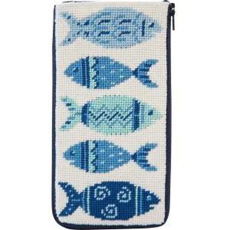 Blue Fishes Eyeglass Case Kit