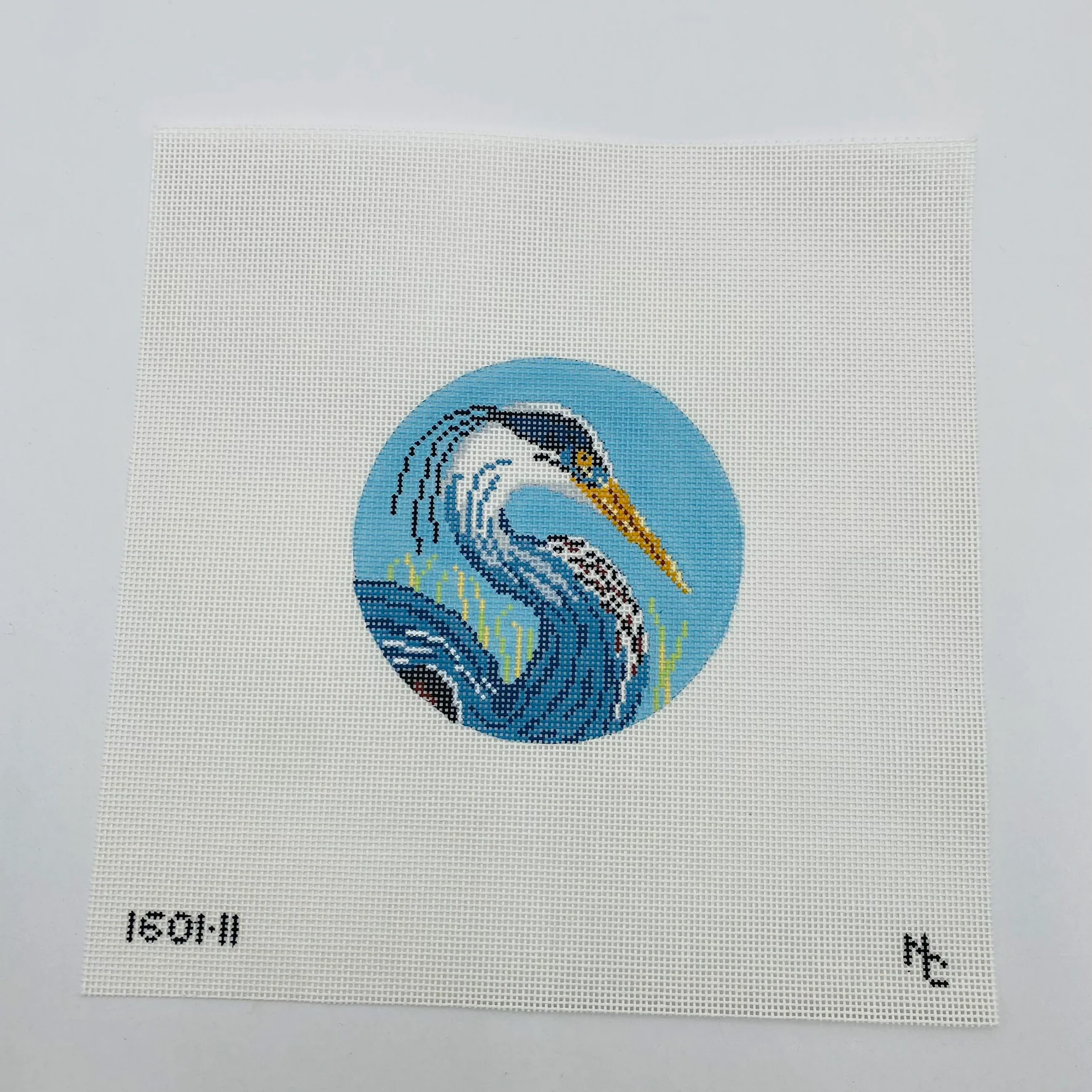 Blue Heron Round Canvas