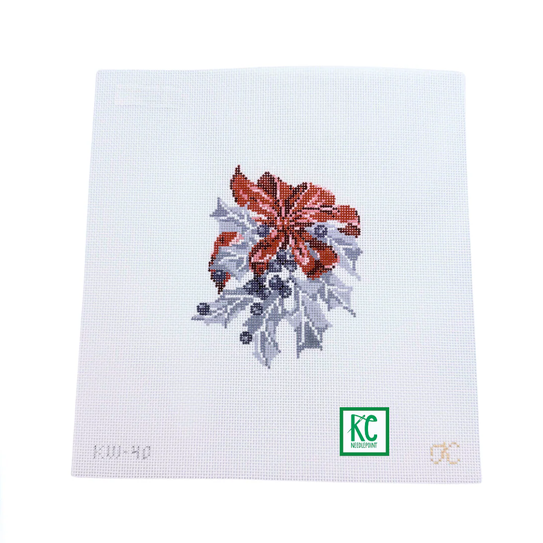 Blue Holly with Red Bow Canvas