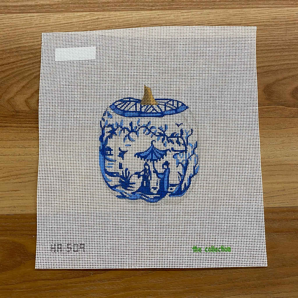 Blue White Pumpkin with Parasol Canvas