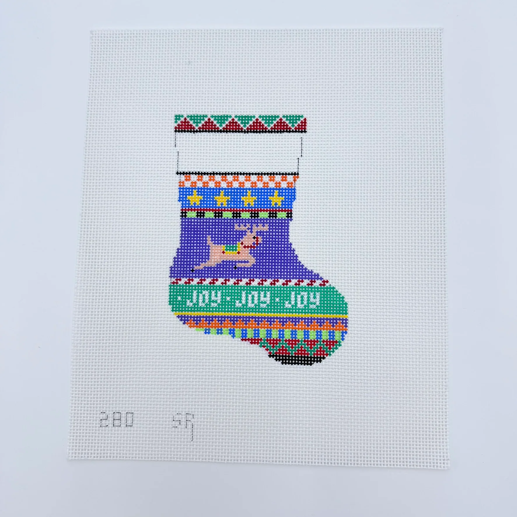 Bold Stripe Reindeer Mini Stocking Canvas
