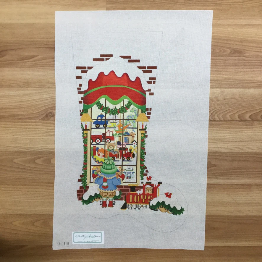 Boy at Toy Shop Stocking Canvas