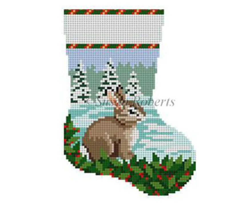 Bunny in Snow Mini Stocking Canvas