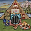 Camping Stitching Girl Needlepoint Canvas