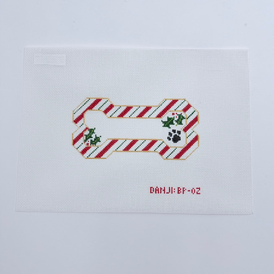 Candy Cane Bone Ornament Canvas