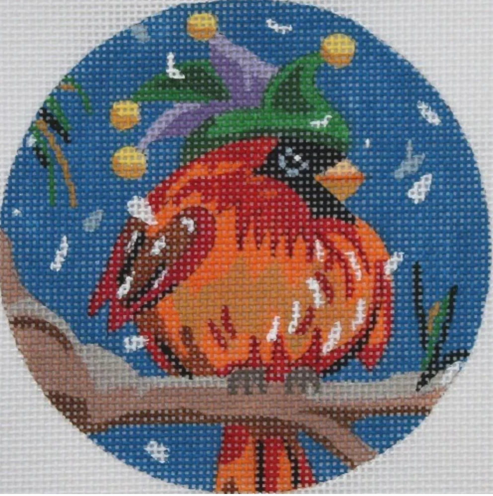 Cardinal in Carnival Hat Canvas