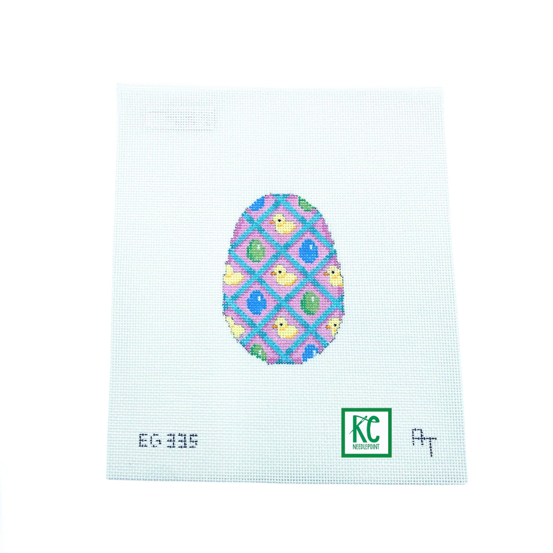 Chicks in Lattice Egg Canvas