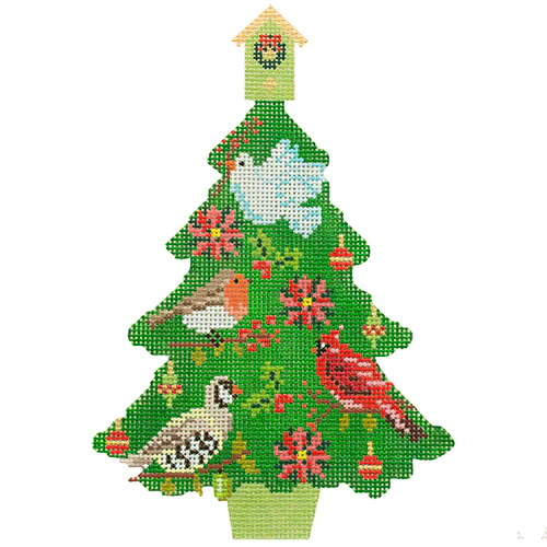 Christmas Birds Tree Canvas