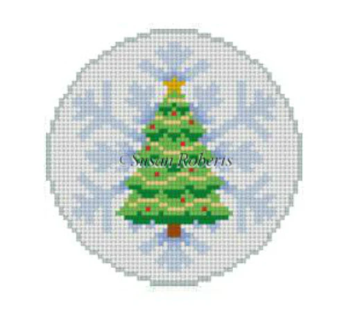 Christmas Tree Snowflake Round Canvas