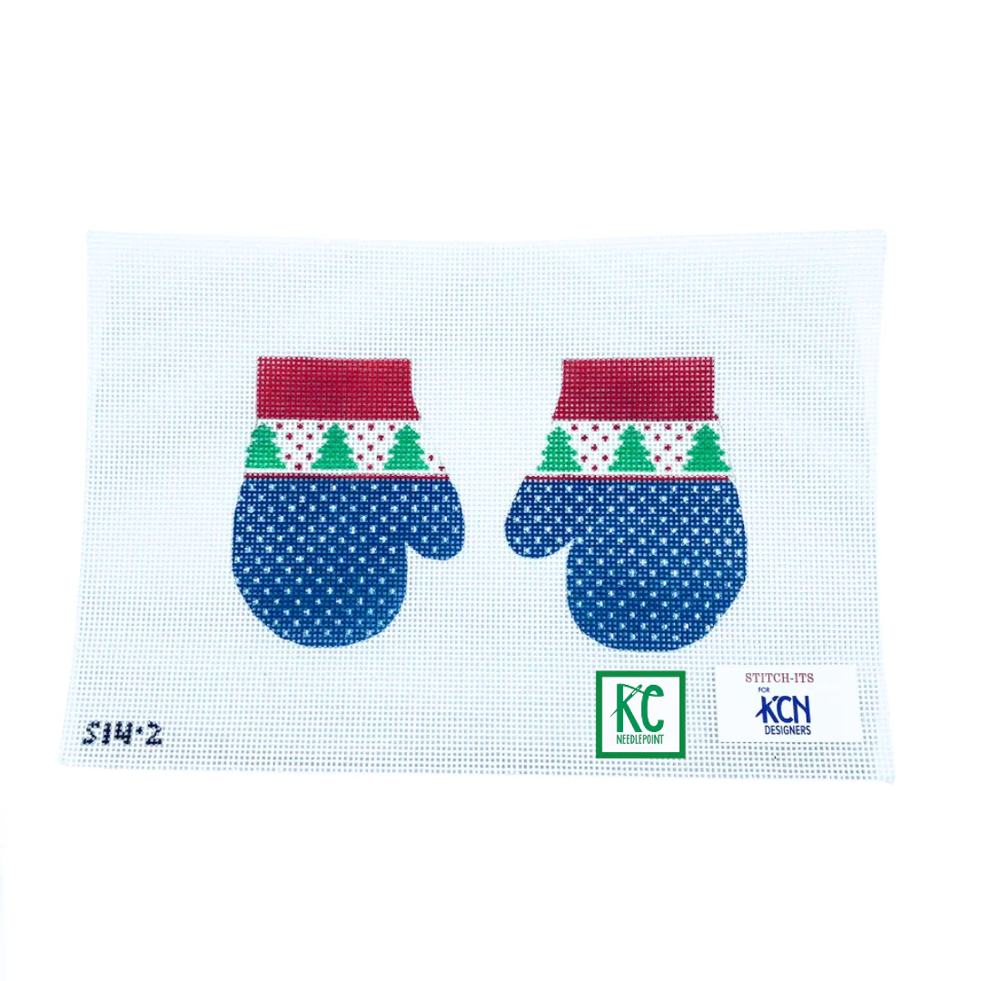 Blue and Green Tree Mittens