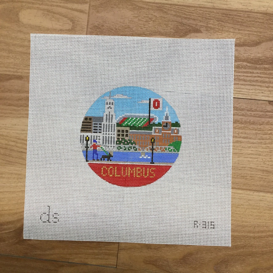Columbus Travel Round Needlepoint Canvas