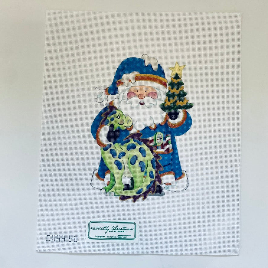 Dinosaur Squatty Santa Canvas