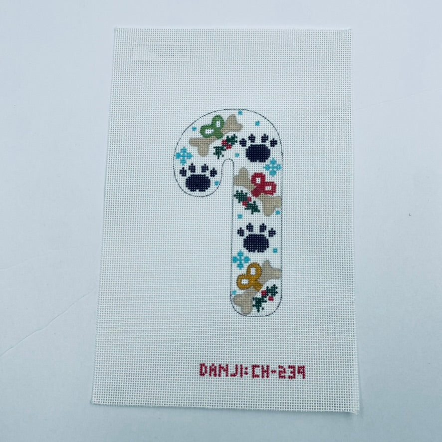 Dog Bone Candy Cane Canvas
