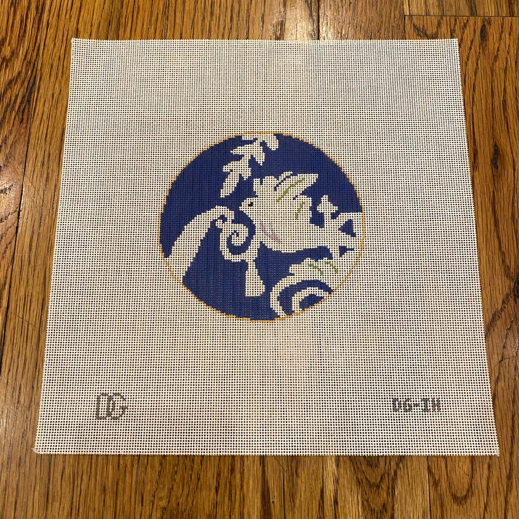 Dove in Blue Round Canvas