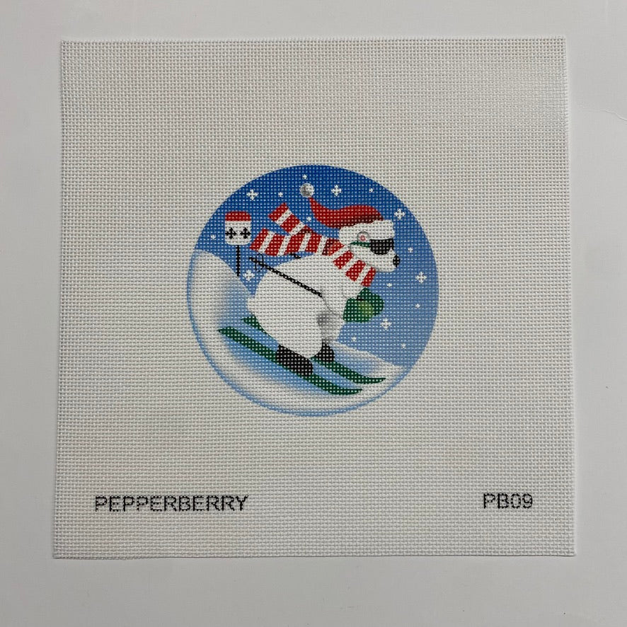 Downhill Polar Bear Ornament Canvas