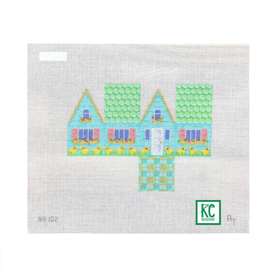 Easter Cottage Green Tile Roof Canvas