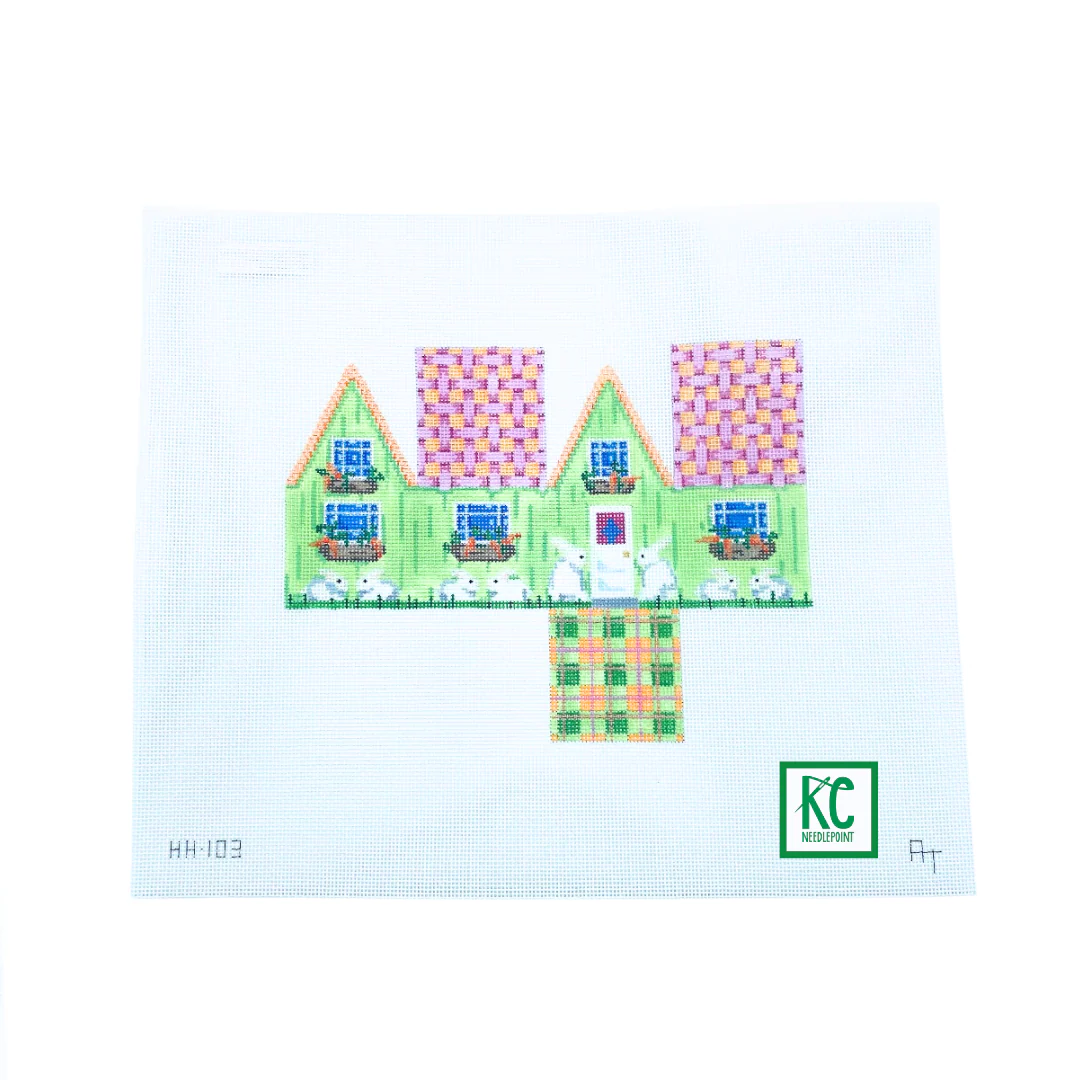 Easter Cottage Pink Lattice Roof Canvas