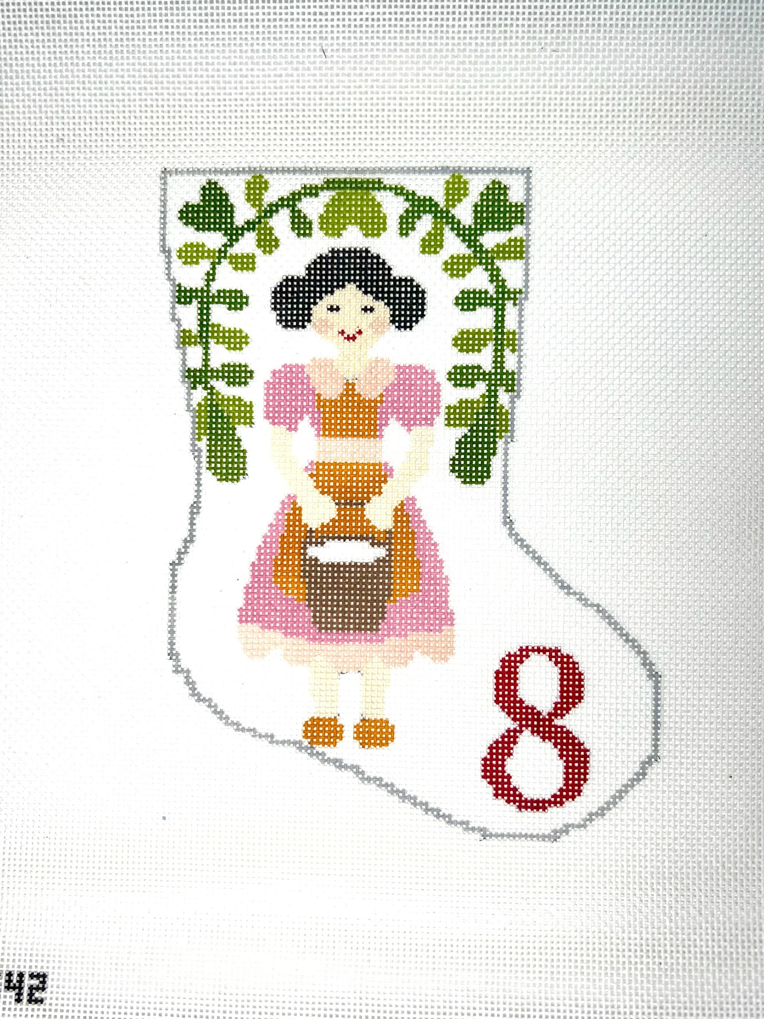 Eight Maids a Milking Ornament Sized Bauble Stocking Canvas
