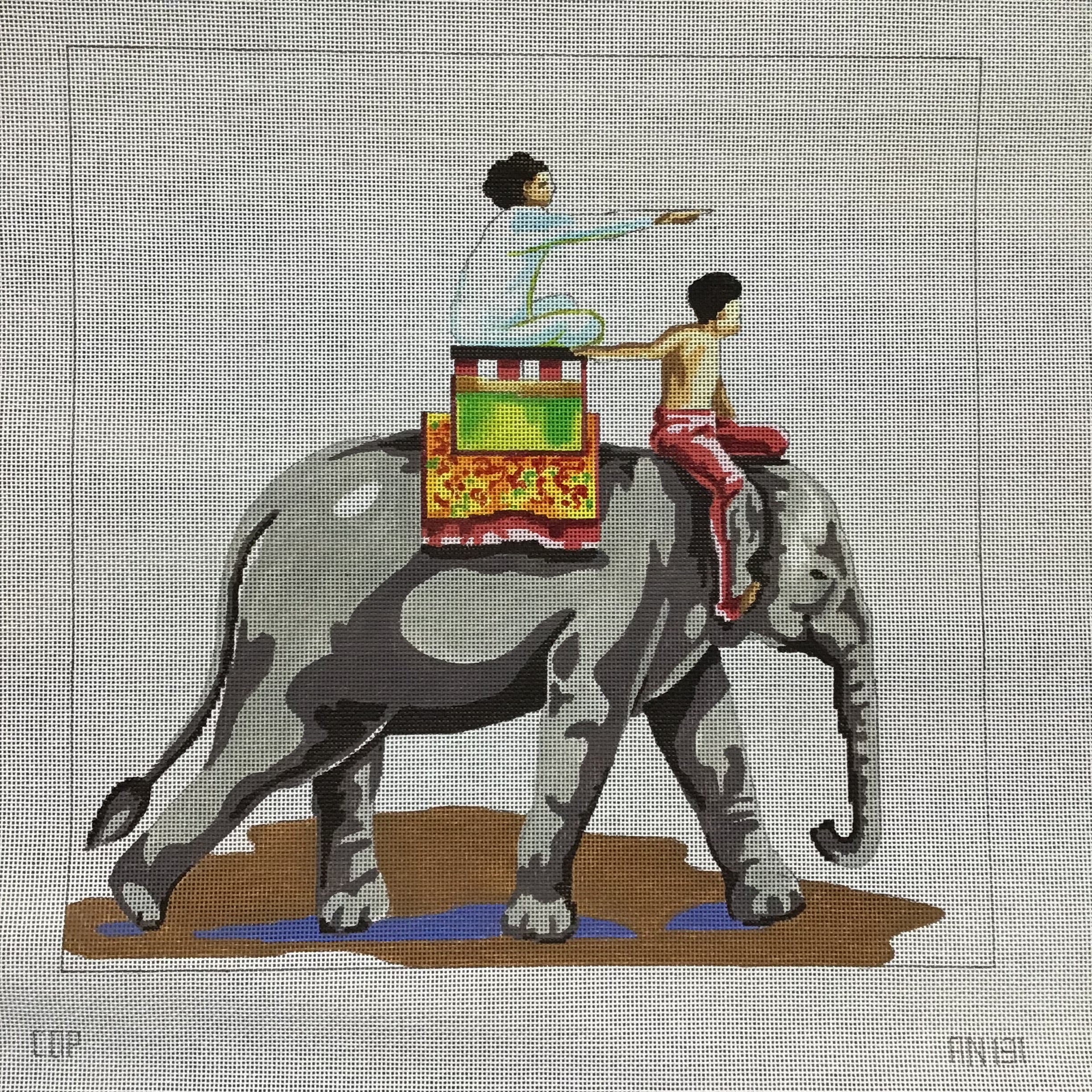 Elephant with People Canvas