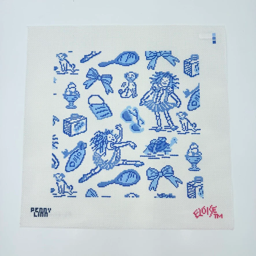 Eloise Blue and White Toile Canvas
