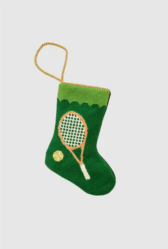 Finished Bauble Stocking:  Grand Slam Tennis Racquets in Green