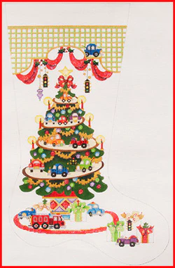 Fire Truck Tree Stocking Canvas