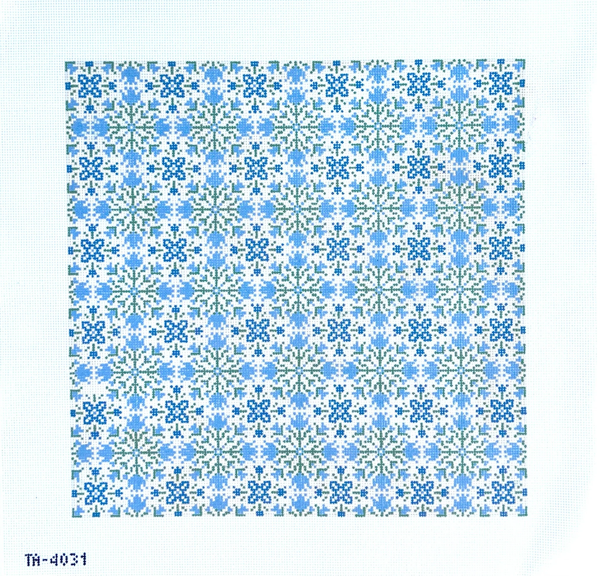 Folk Tulip Snowflake Pattern Pillow
