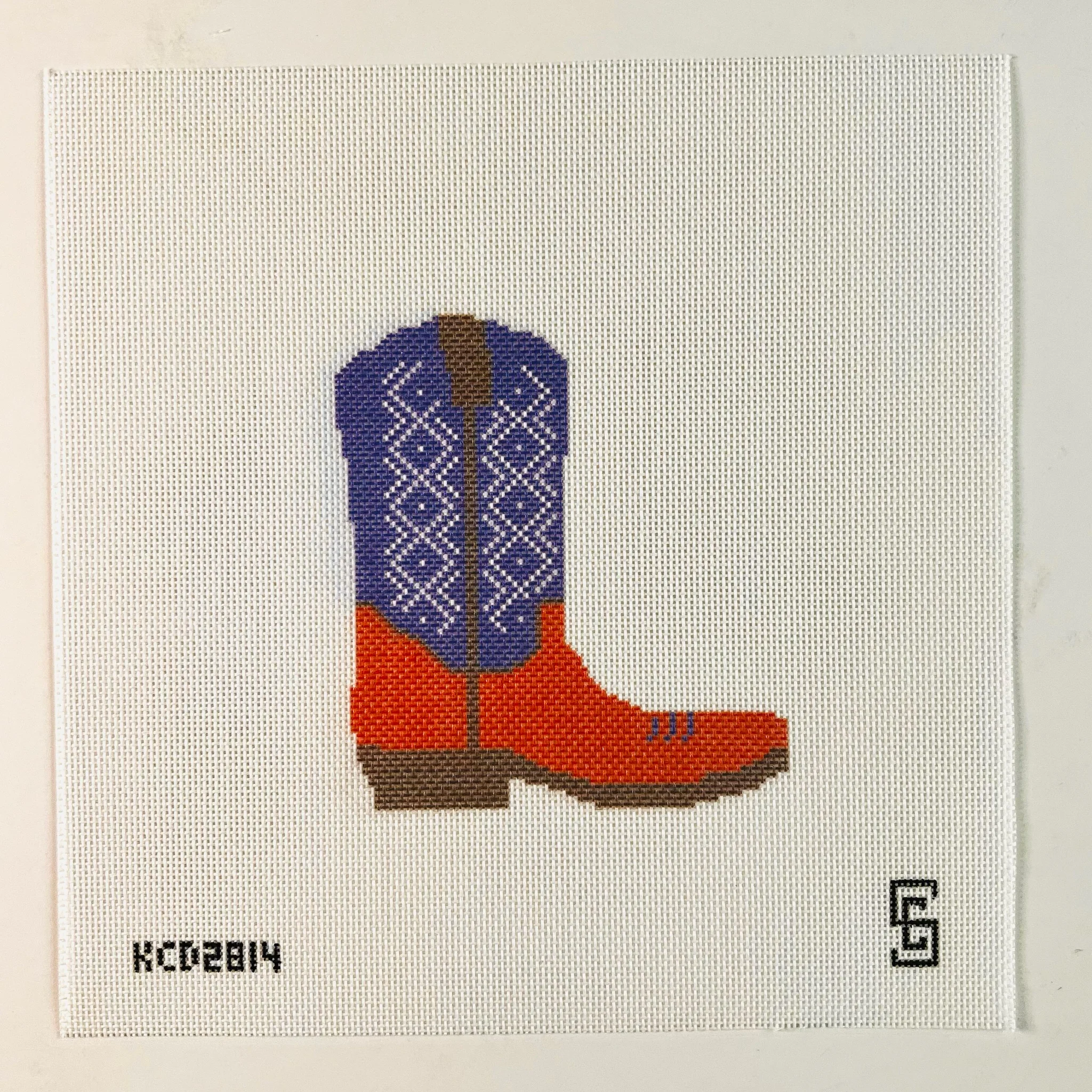 Orange and Purple Cowboy Boot Canvas