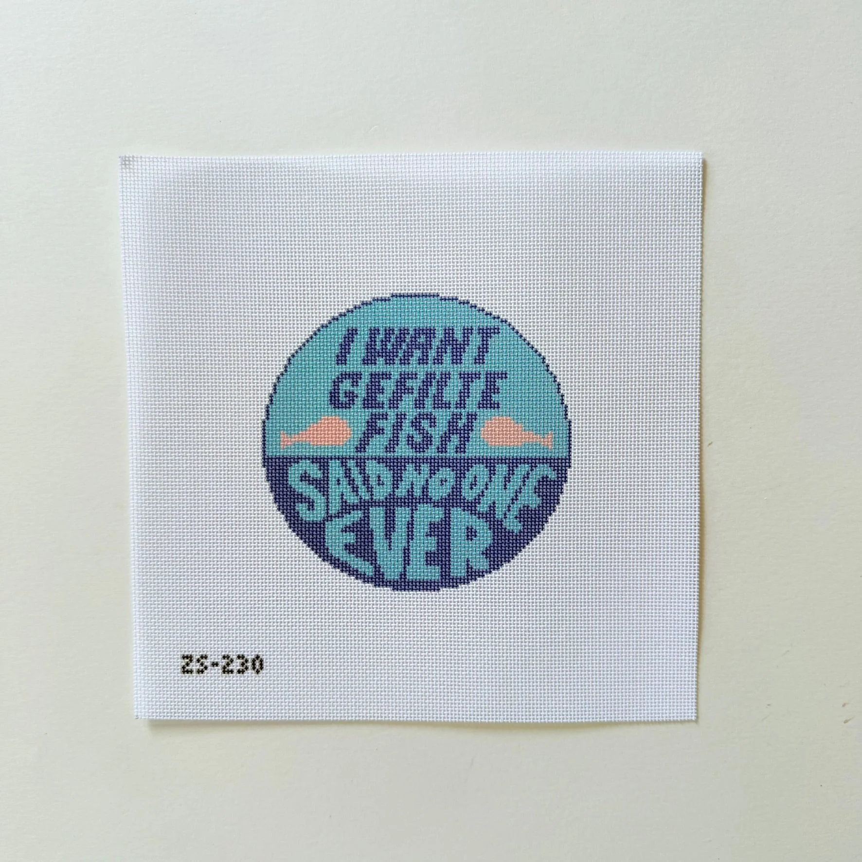 Gefilte Fish Round Needlepoint Canvas