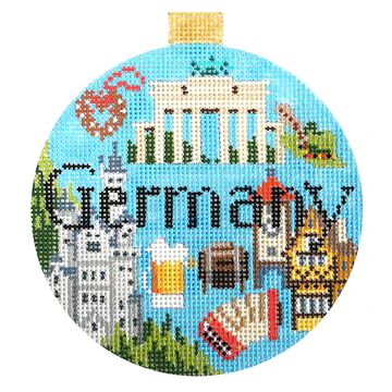 Germany Travel Round Needlepoint Canvas