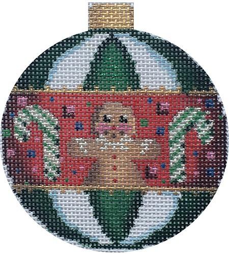 Gingerbread/Green Stripes Ball Canvas