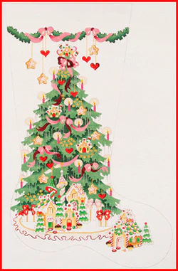 Gingerbread House Tree Stocking Canvas