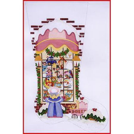 Girl at Toy Store Window Stocking Canvas