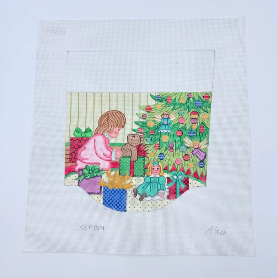 Girl with Toys Stocking Cuff Canvas