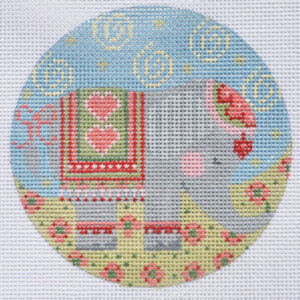 Gray Elephant Round Canvas