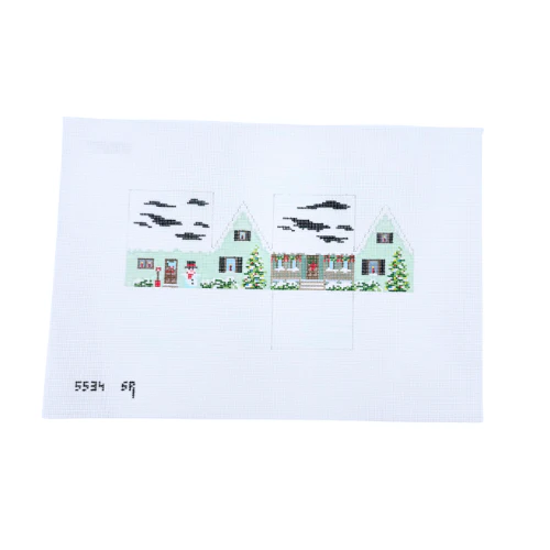 Green Christmas Mini House Canvas