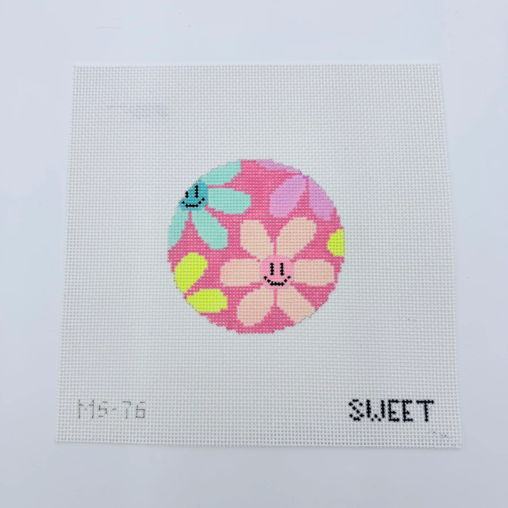 Happy Flowers Round Canvas