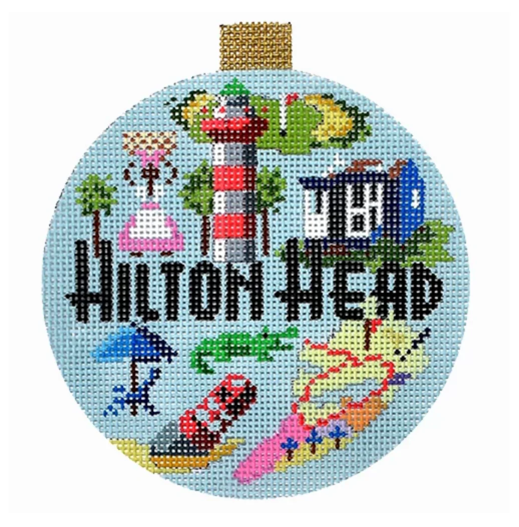Hilton Head Travel Round Needlepoint Canvas