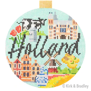 Holland Travel Round Needlepoint Canvas
